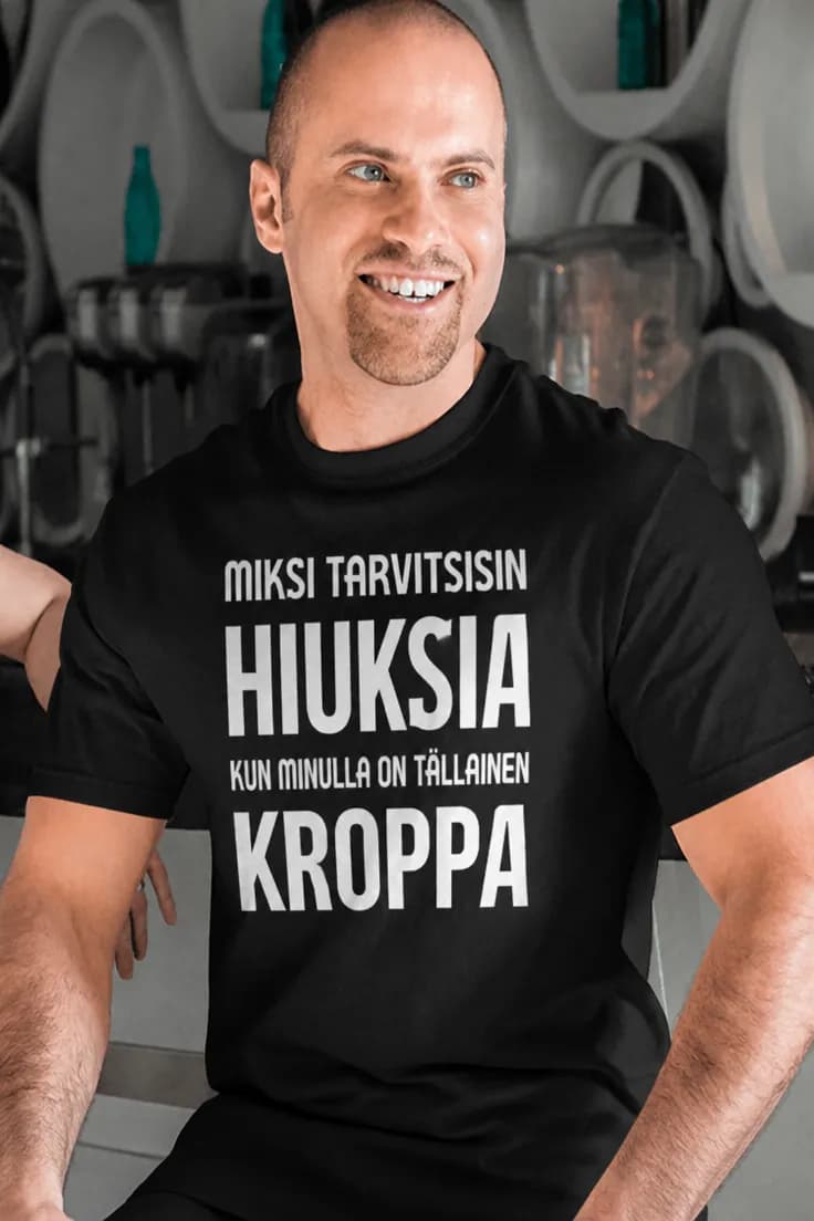 Hauska t-paita Miksi tarvitsisin hiuksia