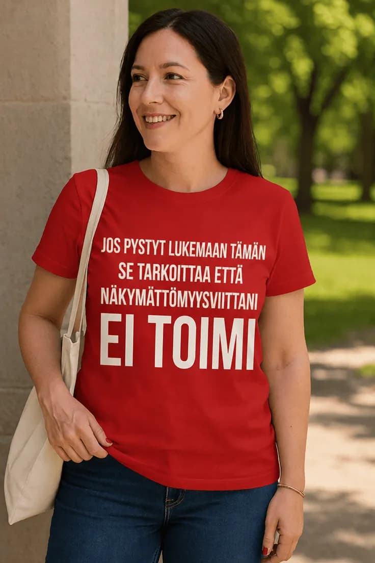 Hauska t-paita Näkymättömyysviitta ei toimi