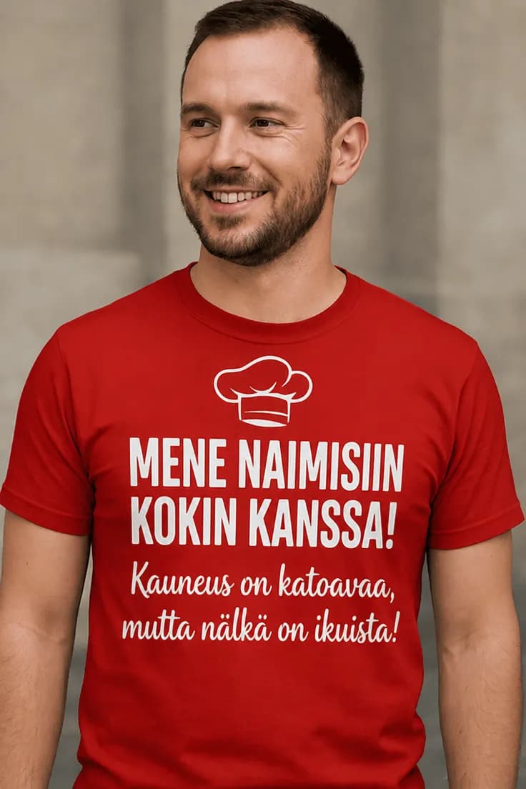 Hauska t-paita Naimisiin kokin kanssa