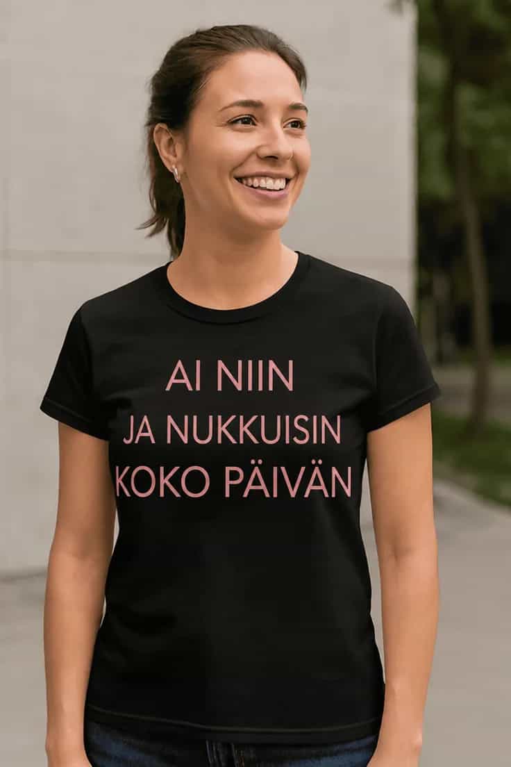 Hauska t-paita Nukkuisin koko päivän | AI NIIN