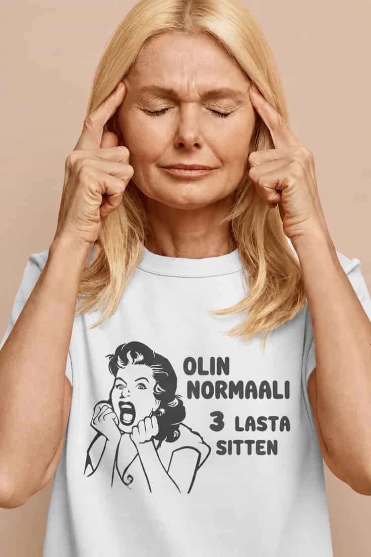 Kolme lasta myöhemmin - hauska t-paita