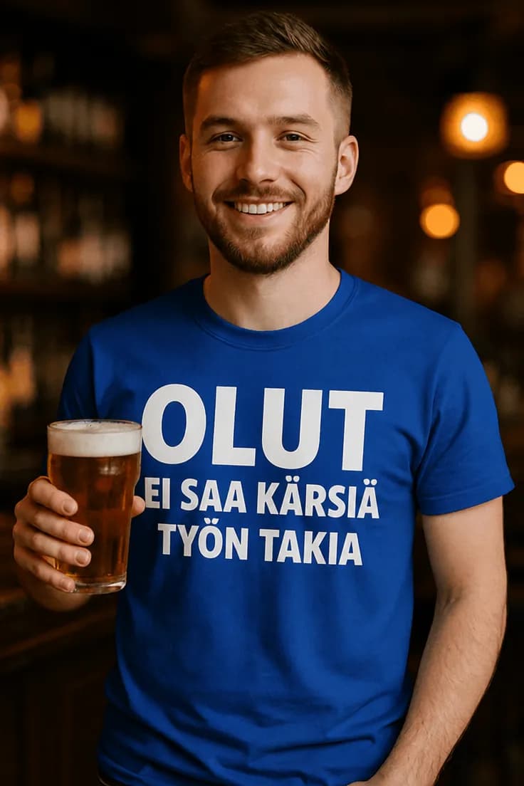 Hauska t-paita Olut ei saa kärsiä työn takia