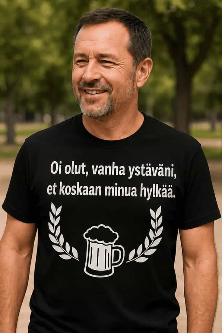 Hauska t-paita Olut vanha ystävä – Oi olut, vanha
