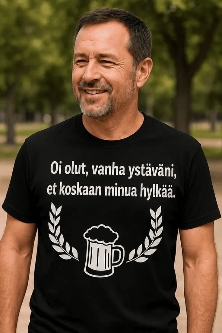 Hauska t-paita Olut vanha ystävä – Oi olut, vanha