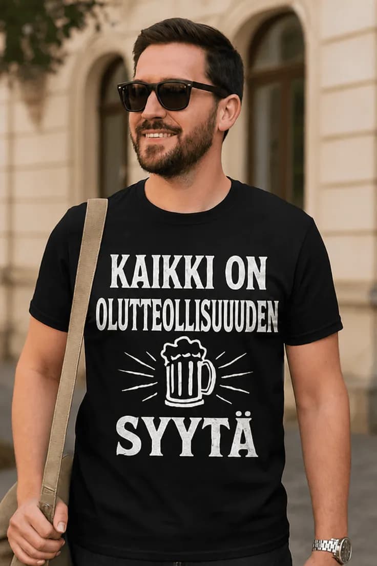 Hauska t-paita Olutteollisuus syyllinen kaikkeen