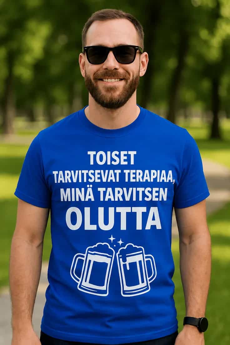 Hauska t-paita Olutterapia – TOISET TARVITSEVAT
