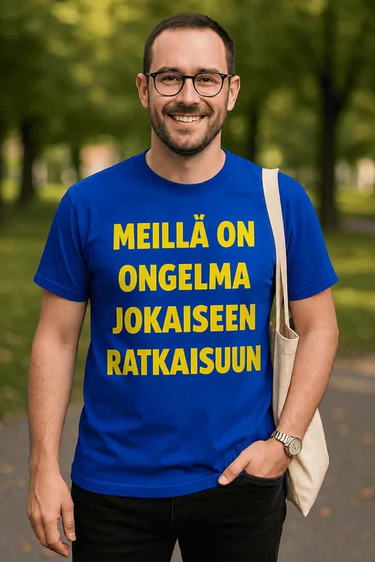 Hauska t-paita Ongelma joka ratkaisuun | MEILLÄ