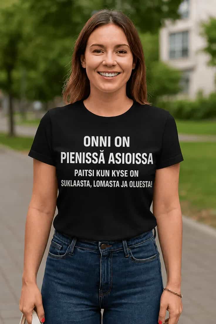 Onni pienissä asioissa – t-paita kissan kanssa