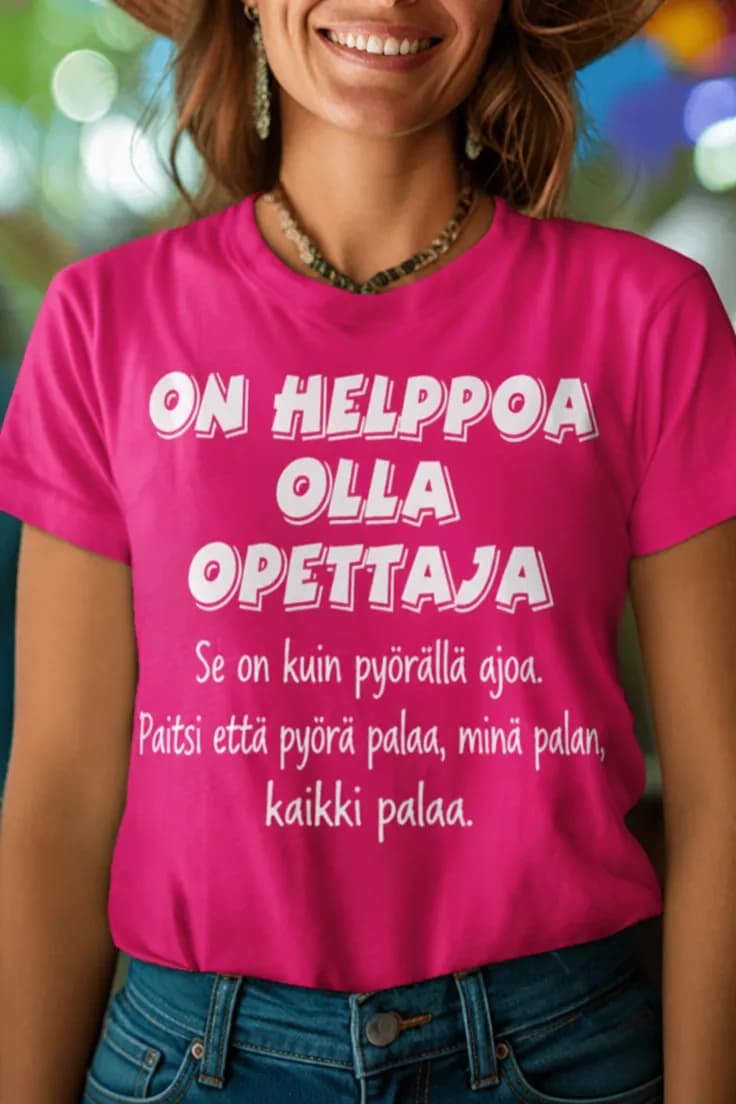 Hauska t-paita Opettajana kaikki palaa – ON HELPPOA