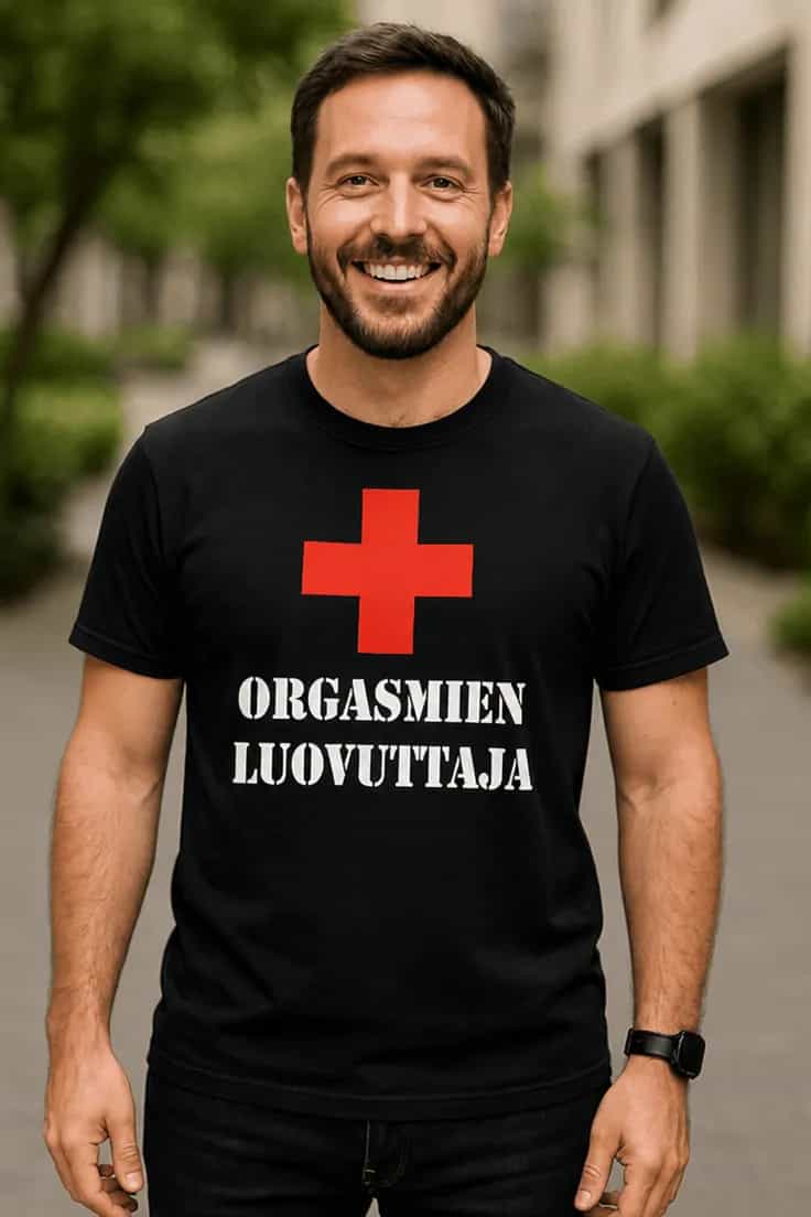 Hauska t-paita Orgasmien luovuttaja | ORGASMIEN