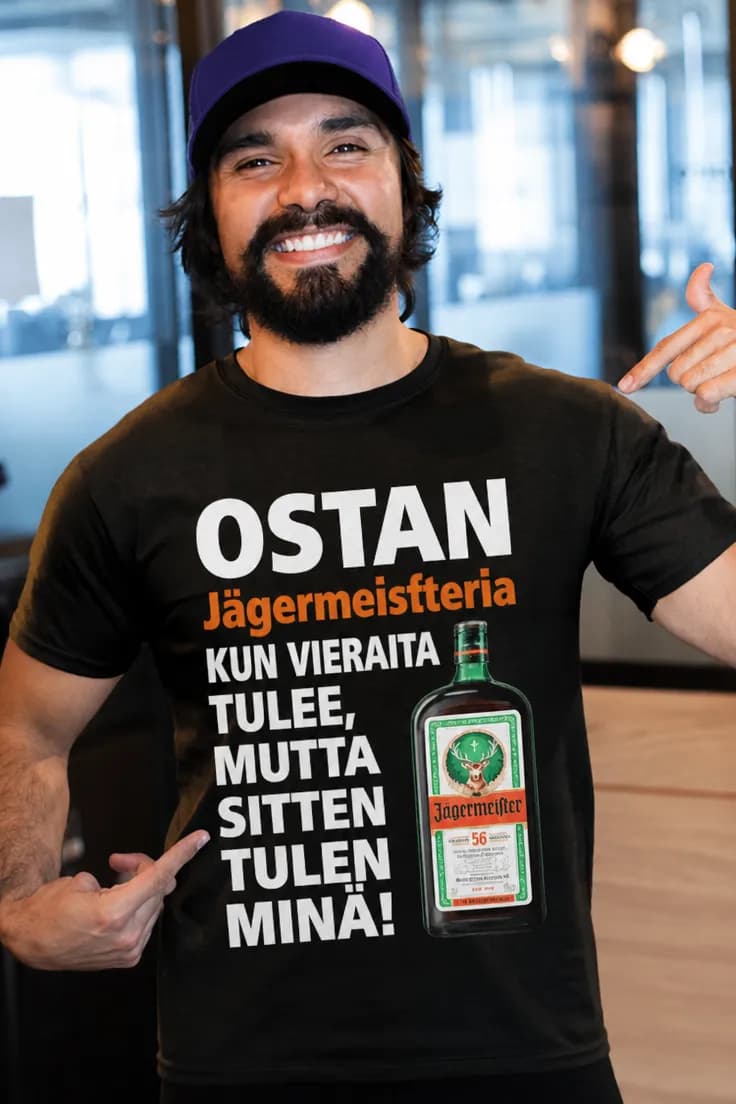 Hauska t-paita Ostan Jägermeisteria vieraille