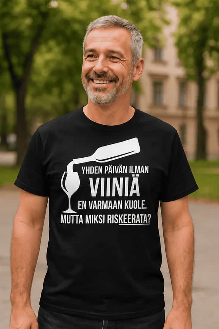 Hauska t-paita Päivä ilman viiniä – YHDEN PÄIVÄN