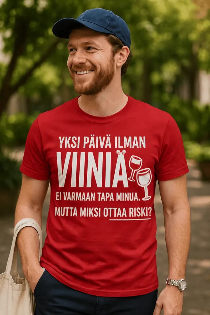Hauska t-paita Päivä ilman viiniä – YKSI PÄIVÄ