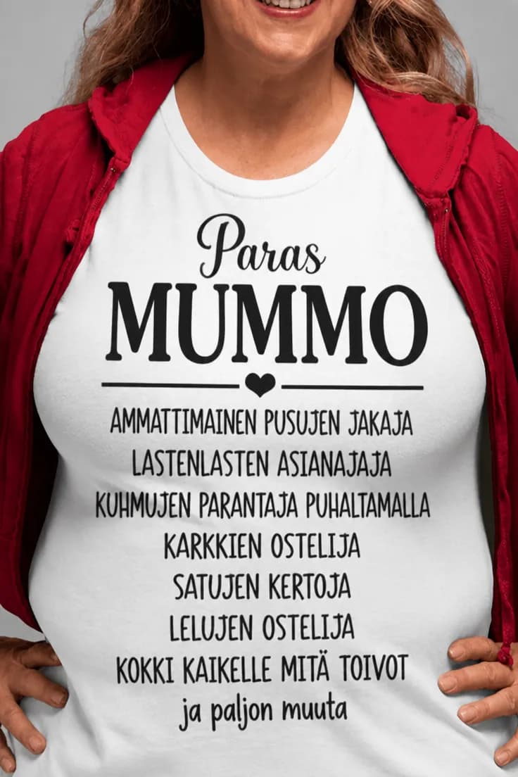 Hauska t-paita Paras mummo tehtävälista – Paras Mummo