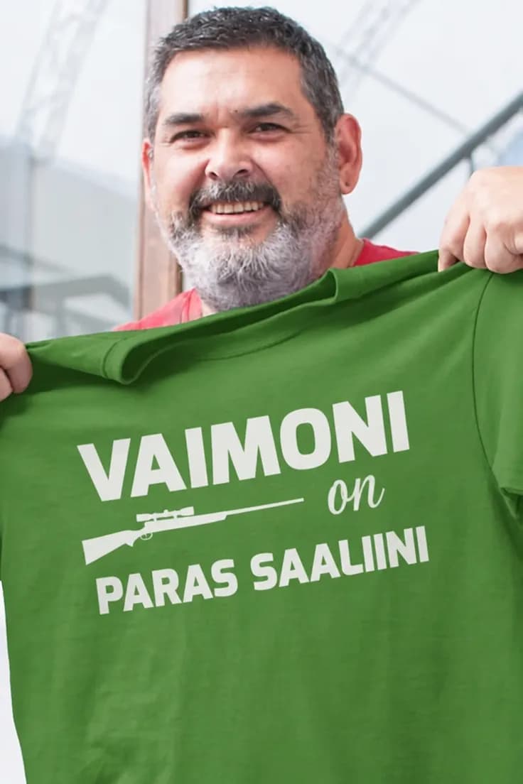Hauska t-paita Paras saalis – VAIMONI on PARAS SAALIINI