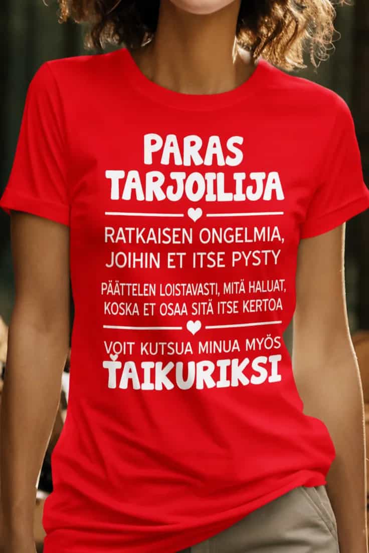 Hauska t-paita Paras tarjoilija – PARAS TARJOILIJA