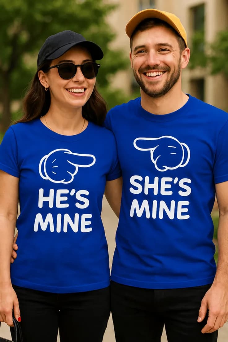 Hauska t-paita Pariskunnan oma paita HE'S MINE