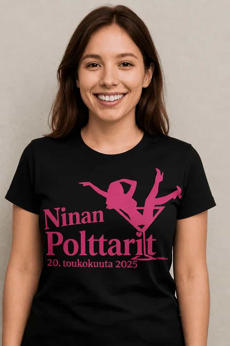 Hauska t-paita Polttarit martinilasilla nimellä