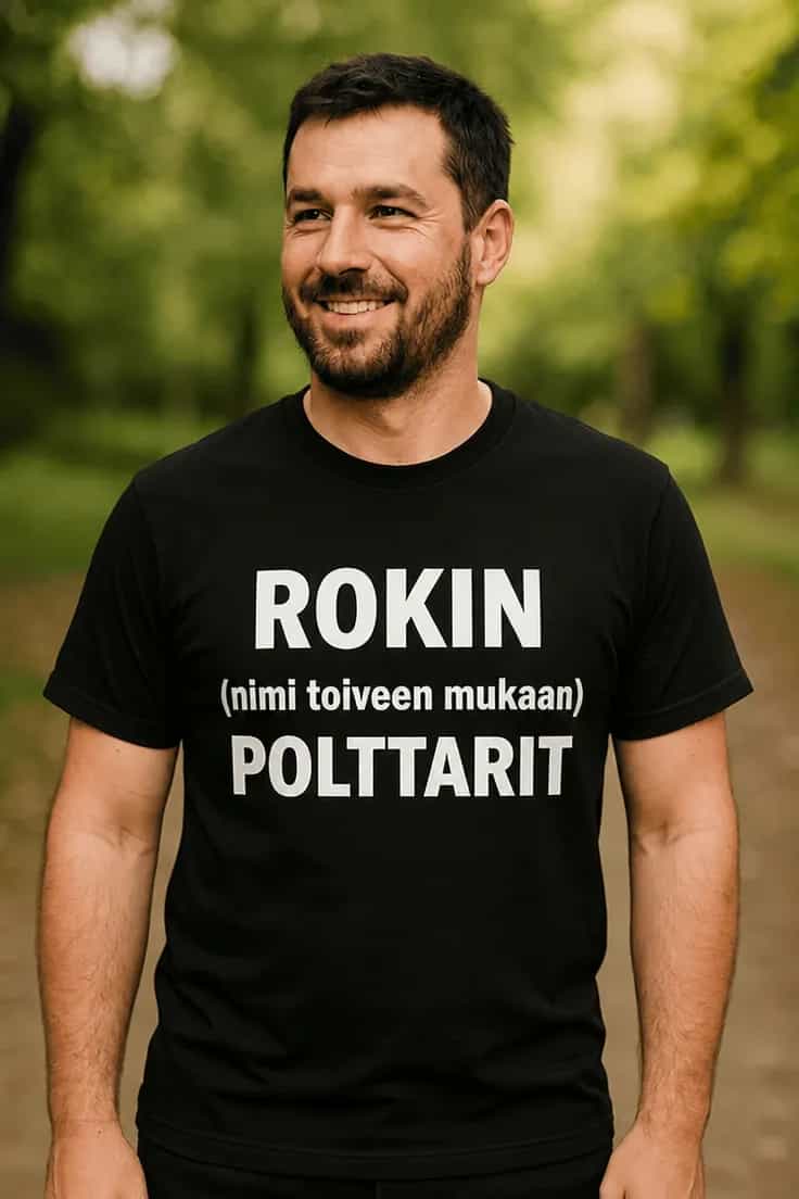 Rokin polttarit t-paita nimellä – klassinen design