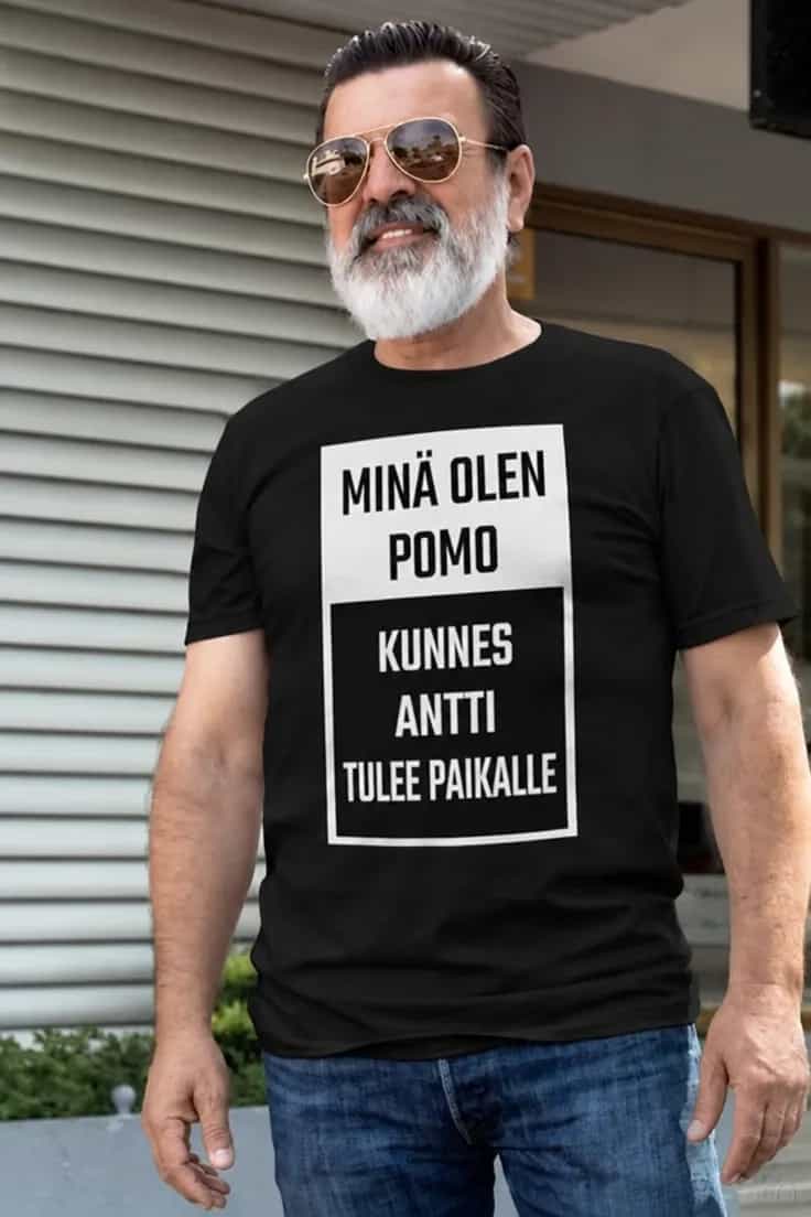 Hauska t-paita Pomo nimellä – MINÄ OLEN POMO