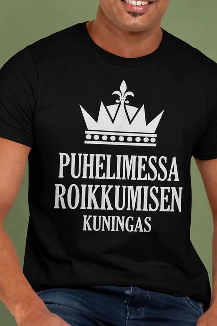 Hauska t-paita Puhelimessa roikkumisen kuningas