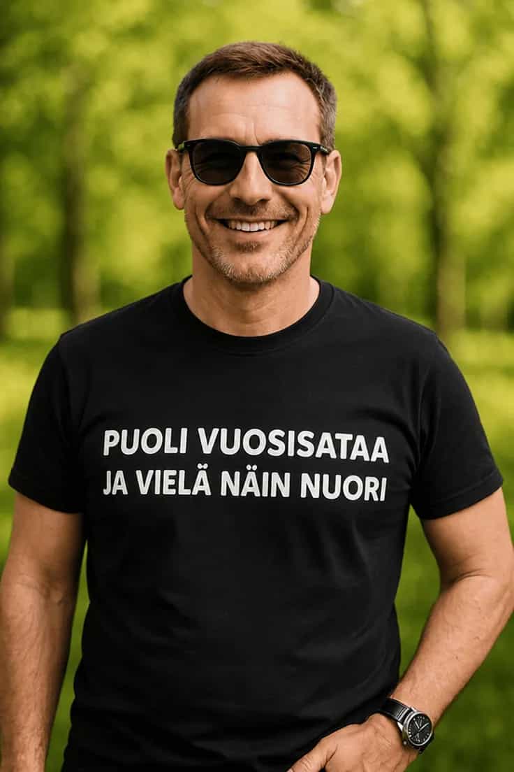 Hauska t-paita Puoli vuosisataa nuori