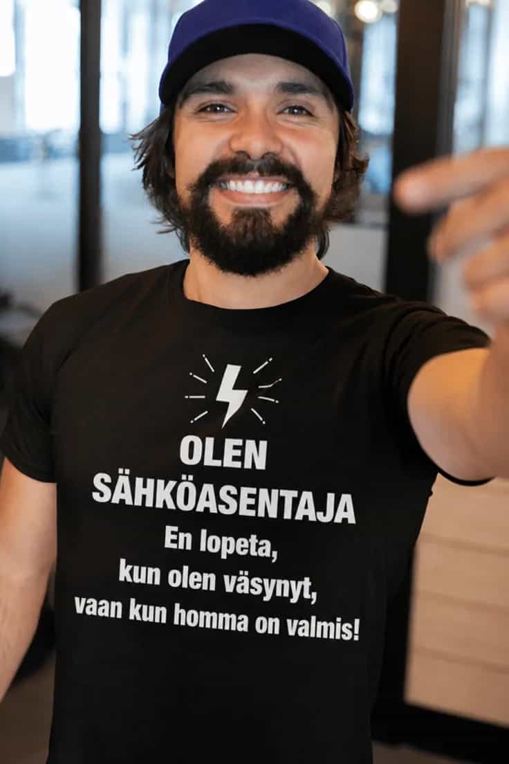 T-paita Sähköasentaja ei lopeta – valitsemallasi ammatilla