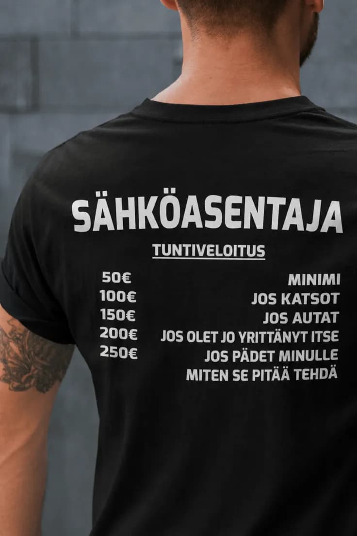 T-paita Tuntiveloitus – valitsemallasi ammatilla