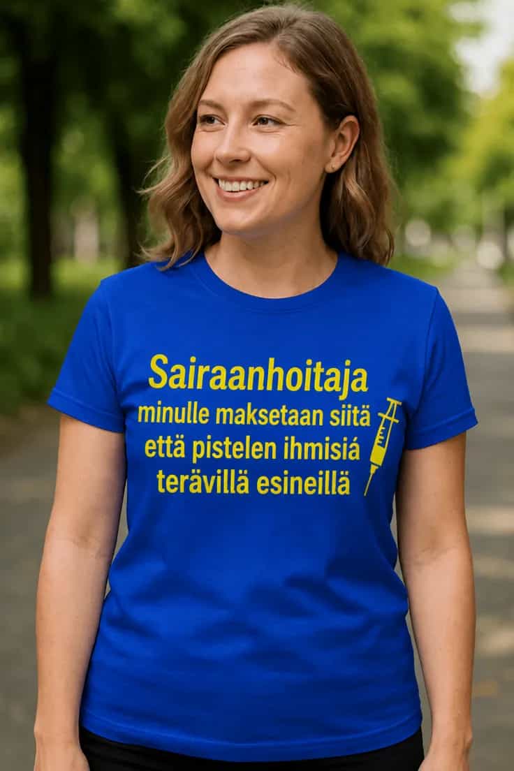 Hauska t-paita Sairaanhoitaja pistelee ihmisiä