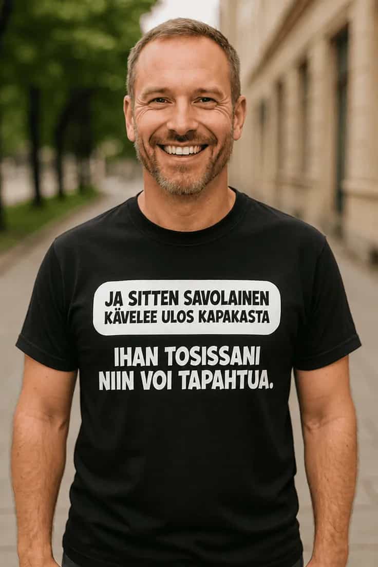 Hauska t-paita Savolainen lähtee kapakasta