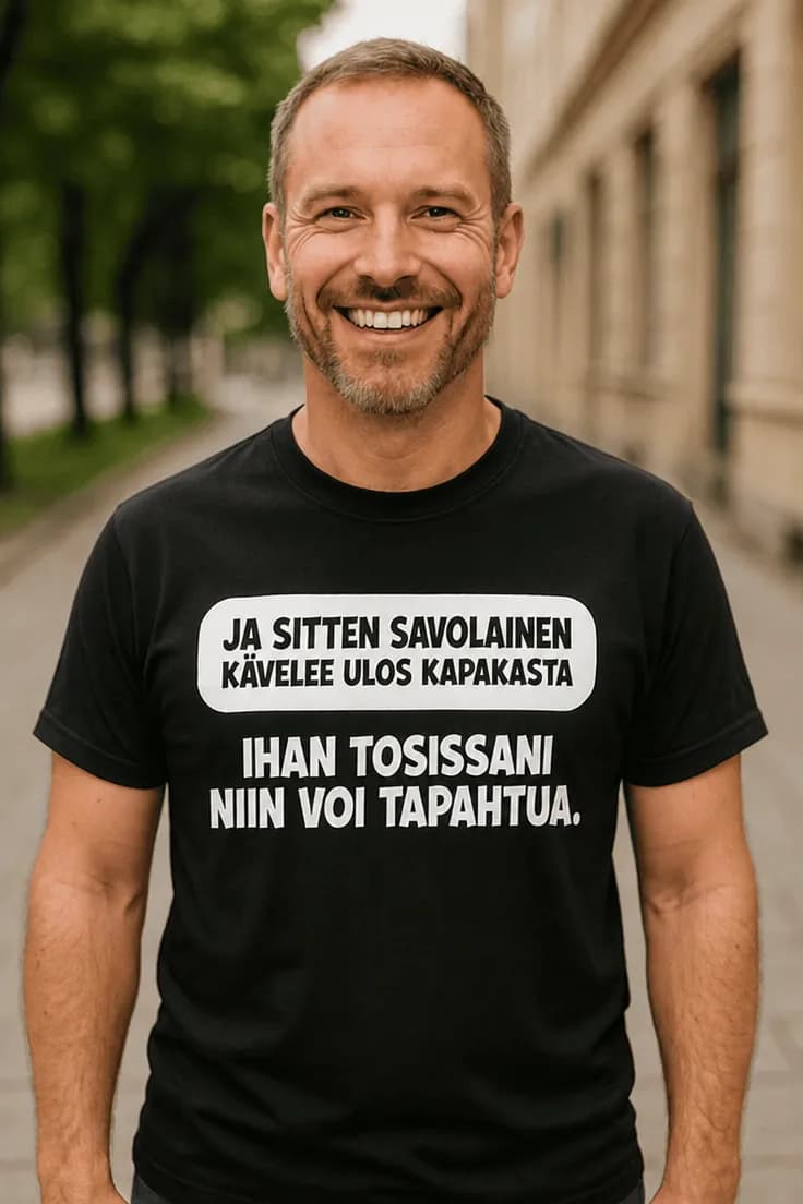 Hauska t-paita Savolainen lähtee kapakasta