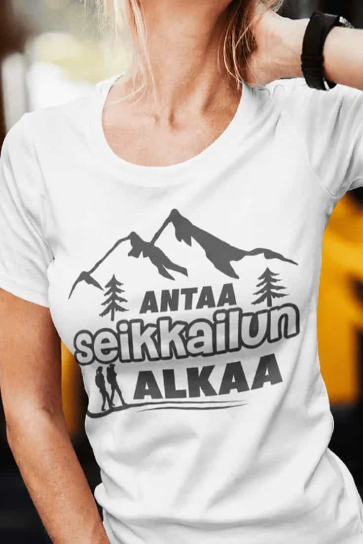 Hauska t-paita Seikkailu alkakoon – ANTAA seikkailun ALKAA