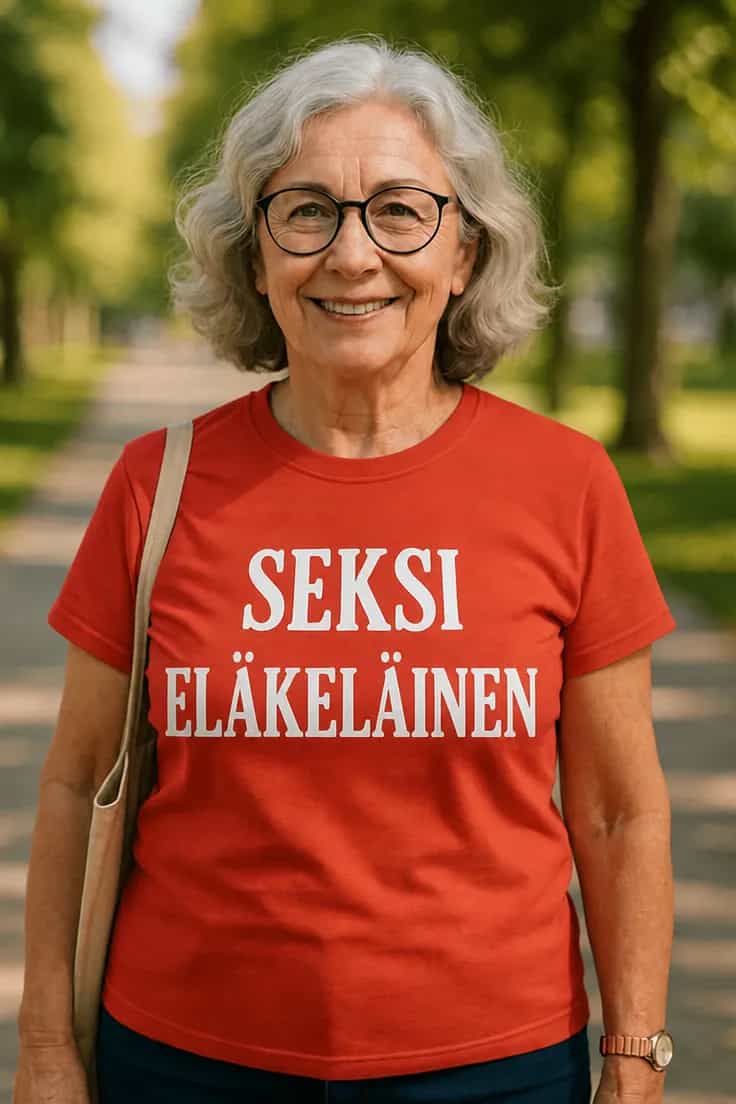Hauska t-paita Seksi eläkeläinen – SEKSI ELÄKELÄINEN