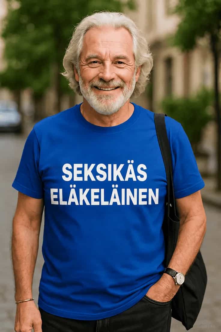 Hauska t-paita Seksikäs eläkeläinen – SEKSIKÄS