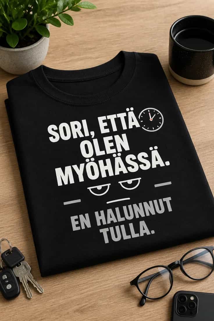T-paita Sori, että olen myöhässä. En halunnut tulla.