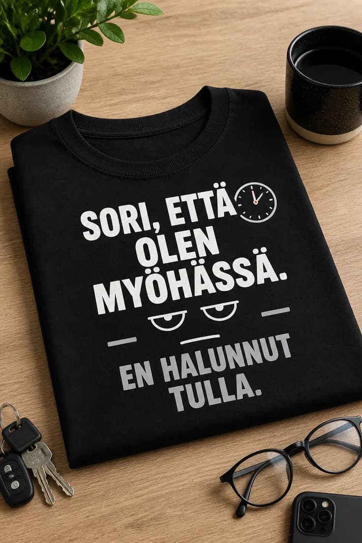 T-paita Sori, että olen myöhässä. En halunnut tulla.