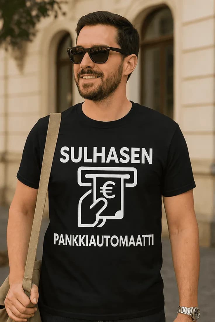 Hauska t-paita Sulhasen pankkiautomaatti