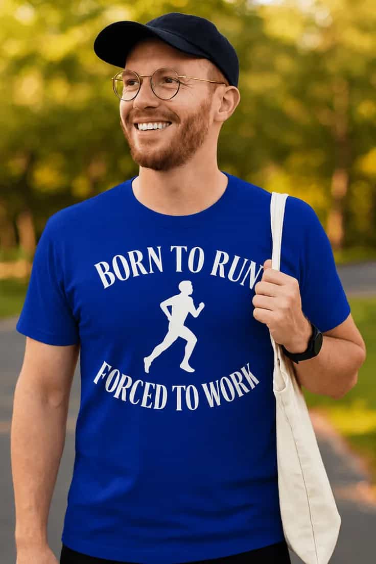 Hauska t-paita Syntynyt juoksemaan – BORN TO RUN
