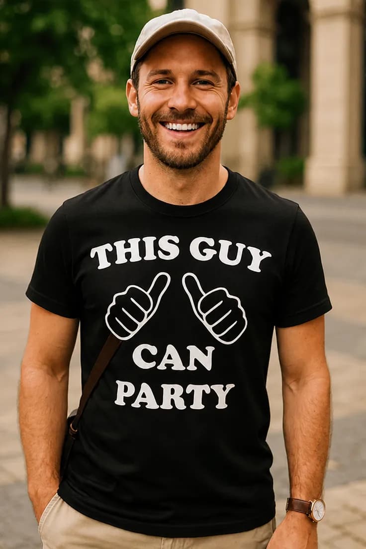 Hauska t-paita Tämä tyyppi juhlii - THIS GUY CAN PARTY