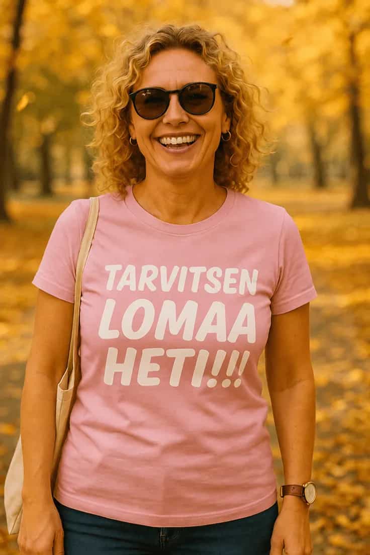 Hauska t-paita Tarvitsen lomaa heti