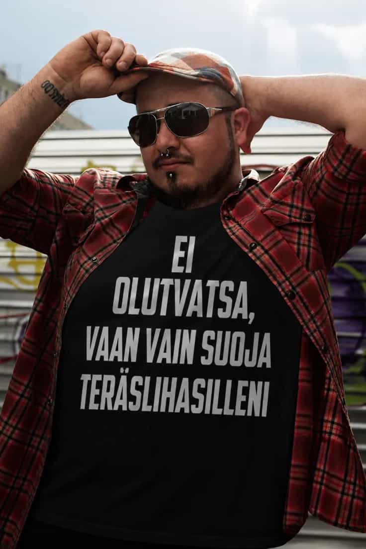 Hauska t-paita Teräslihakset – EI OLUTVATSA