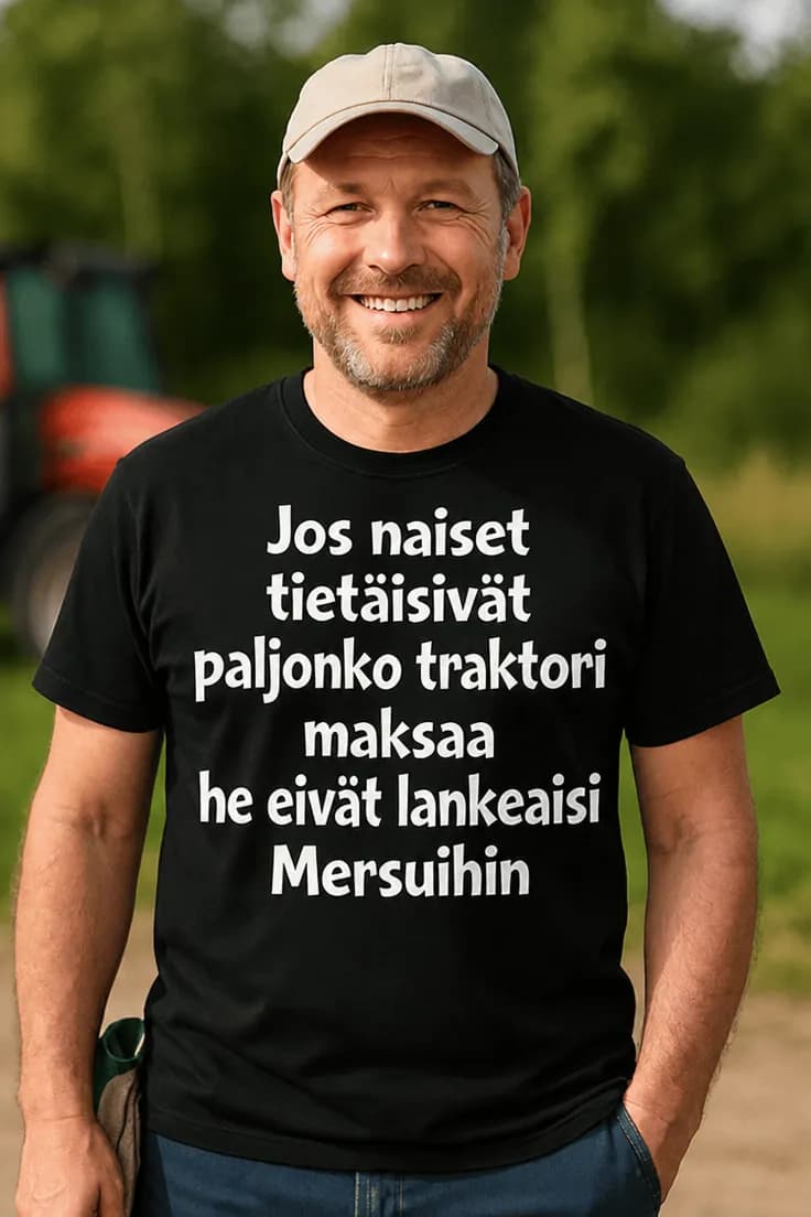 Hauska t-paita Traktori voittaa Mersut – Jos naiset