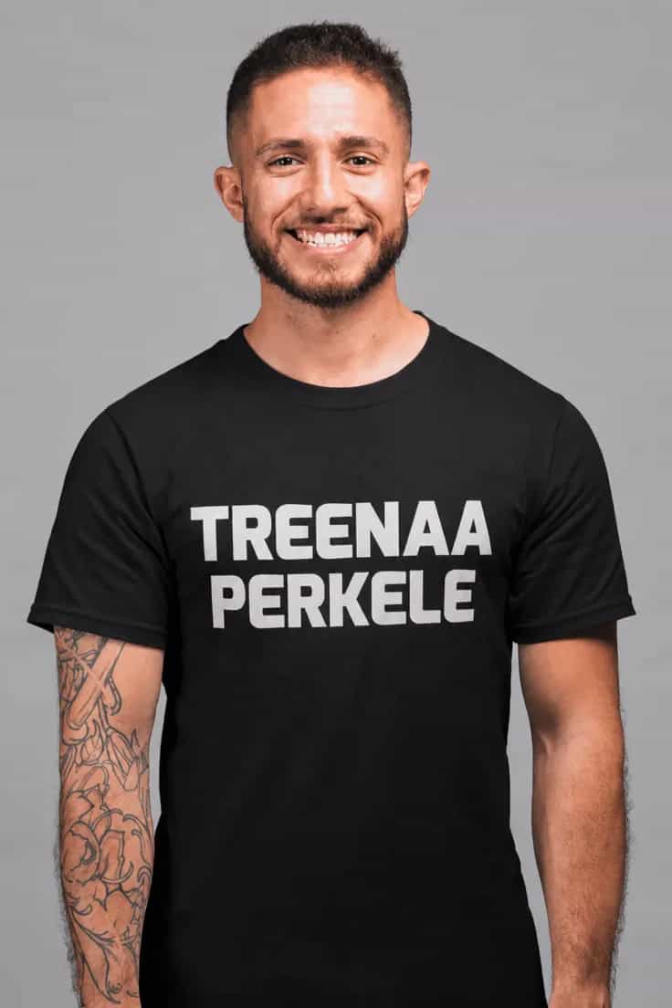Hauska t-paita Treenaa perkele | TREENAA PERKELE