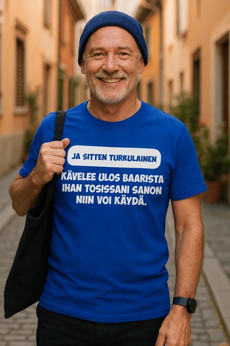Hauska t-paita Turkulainen lähtee baarista