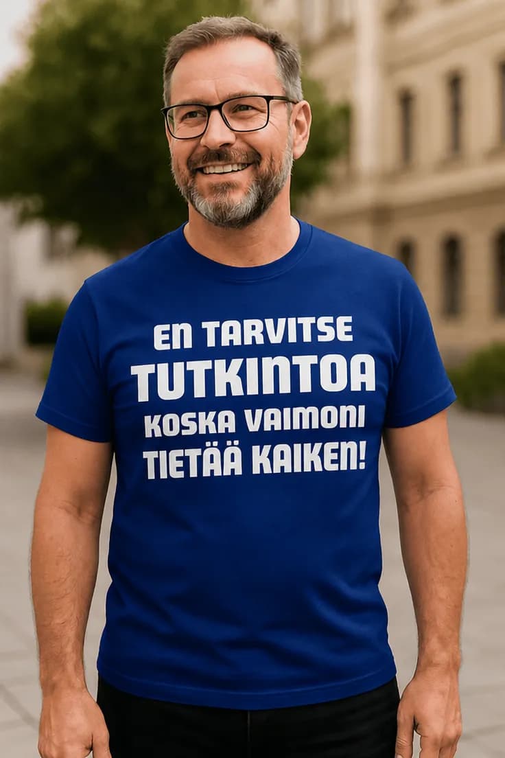 Hauska t-paita Tutkinto turha vaimo tietää kaiken