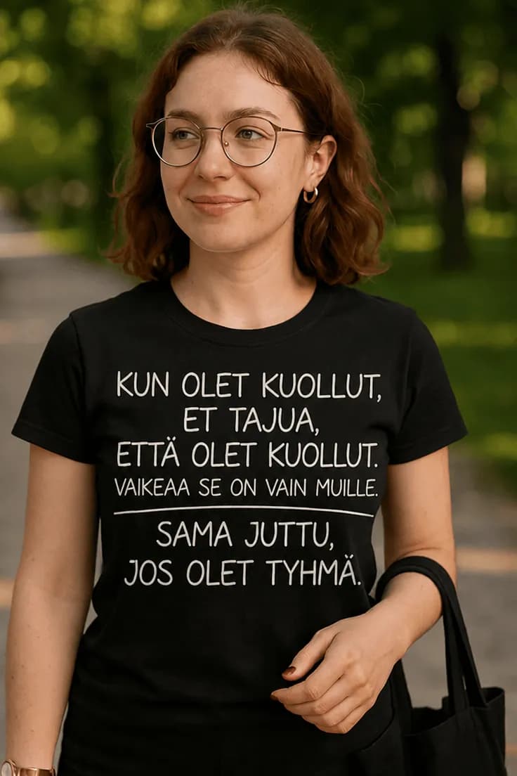 Hauska t-paita Tyhmä – KUN OLET KUOLLUT, ET TAJUA,