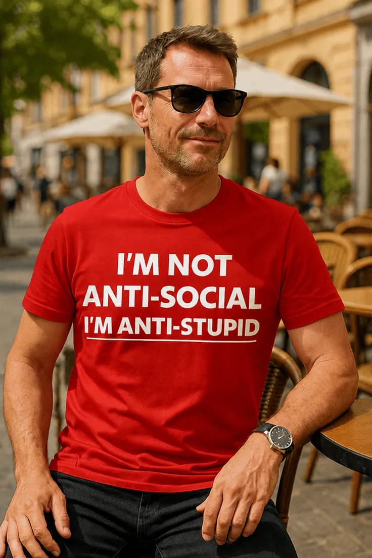 Hauska t-paita Tyhmyyttä vastaan I'M NOT ANTI-SOCIAL