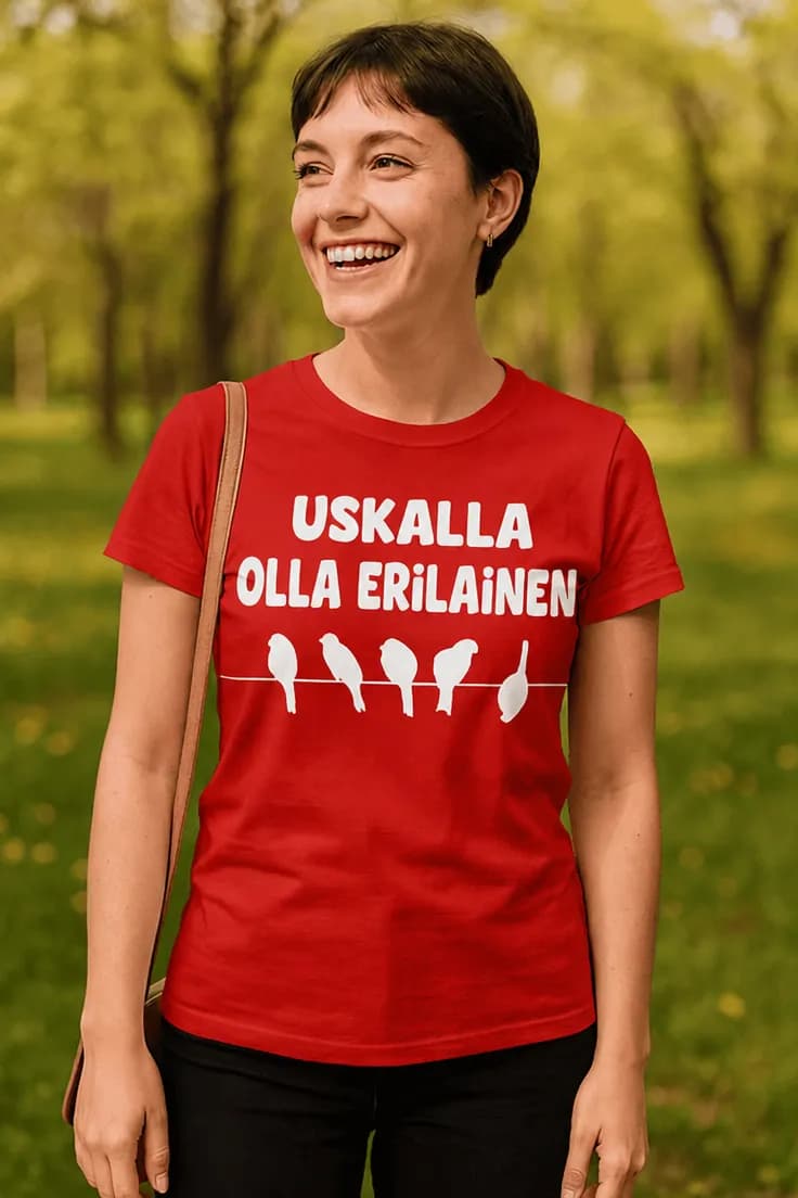 Hauska t-paita Uskalla olla erilainen