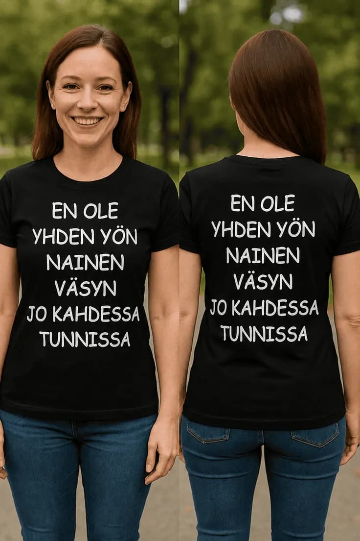 Hauska t-paita Väsyn kahdessa tunnissa – EN OLE