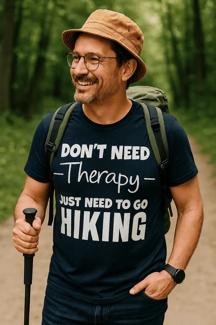Hauska t-paita Vaellusterapia – DON'T NEED
